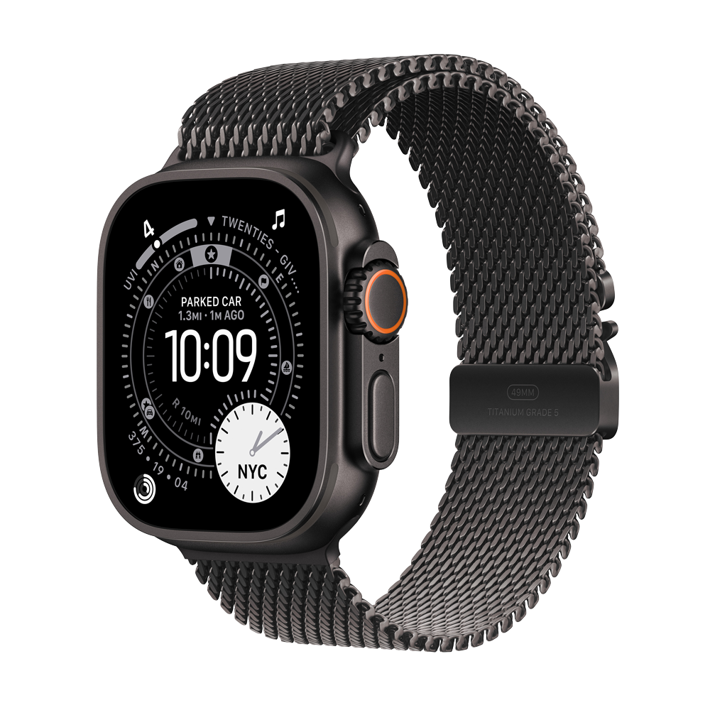 Apple Watch Ultra 3 49mm Black Titanium Case Black Titanium Milan Loop  L 64GB Black Titanium Milan Loop - L