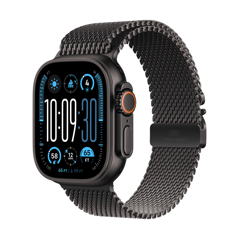 Apple Watch Ultra 2 49mm Black Titanium Case Black Titanium Milan Loop  M 64GB Black Titanium Milan Loop - M