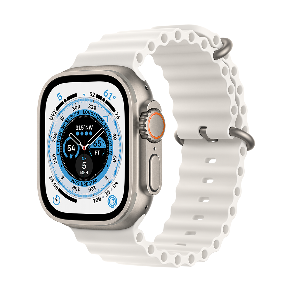 Apple Watch Ultra - 49mm Titanium Case with White Ocean Band