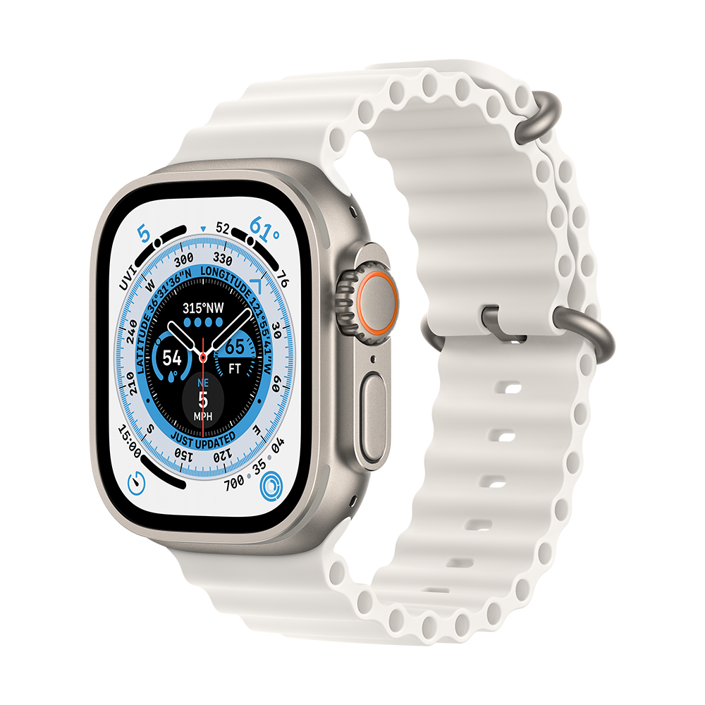 Apple Watch Ultra 49mm Titanium Case with White Ocean Band